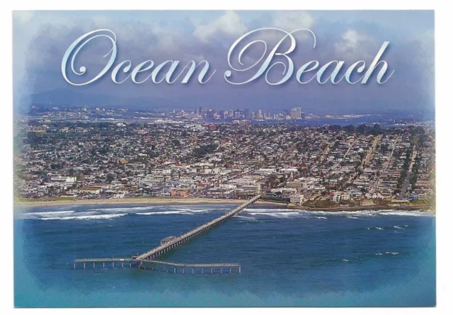 San Diego California CA Postcard Ocean Beach Aerial View