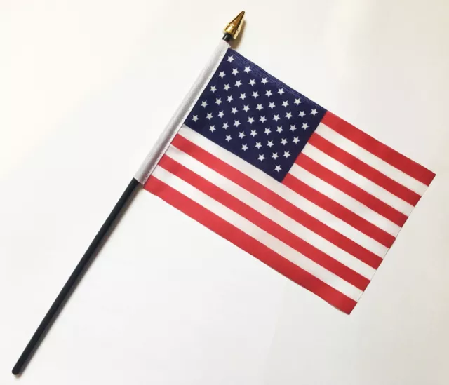 USA PACK OF 12 SMALL HAND WAVING FLAGS flag 6"x4" with 10" pole AMERICAN