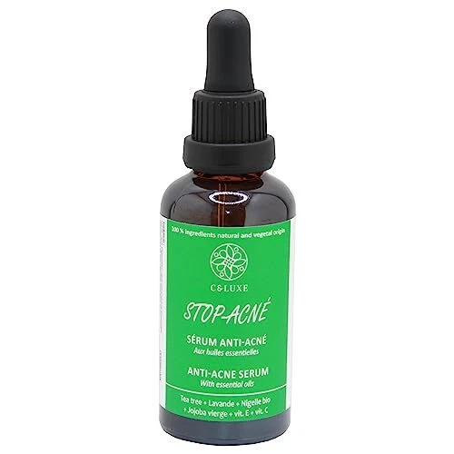 Sérum anti acné : Vitamine E et C, Traitement Boutons d'acné visage corps ado, a