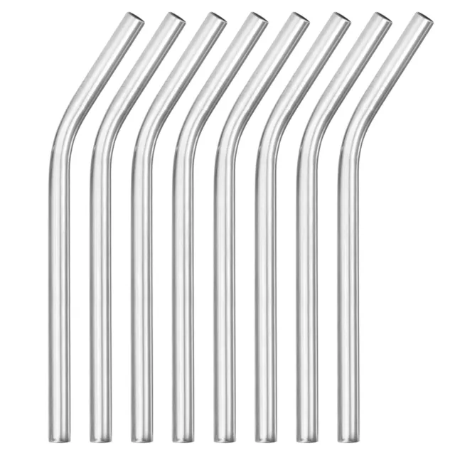 8Pcs 8.46" Long Stainless Steel Straws-Bent for Travel Mugs(Silver)