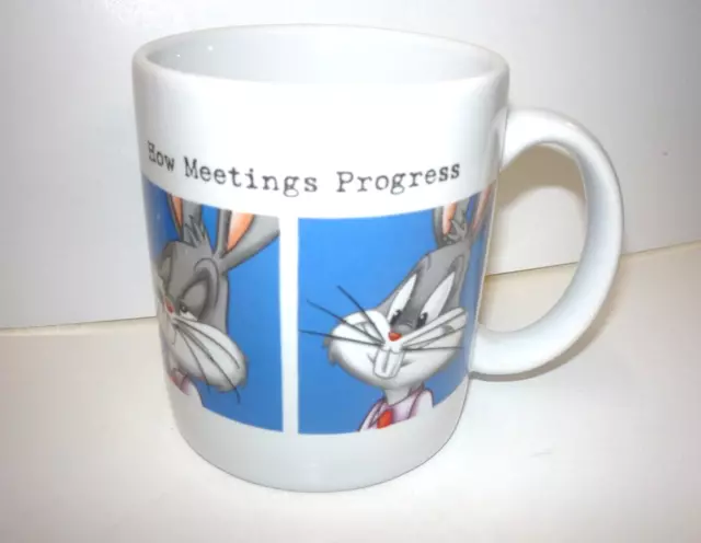 Bugs Bunny  COFFEE CUP  " How Meetings Progress " 1999 Warner Bros. Vtg NOS