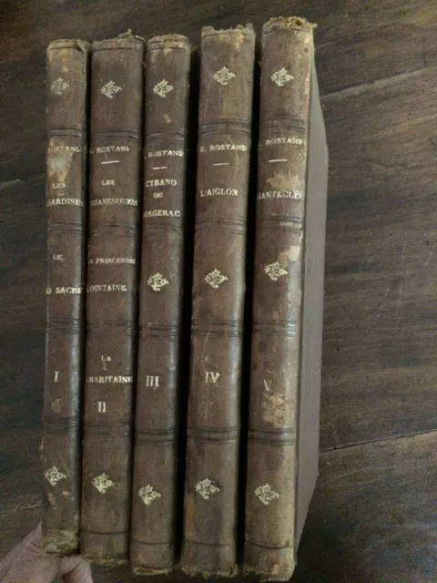 Edmond Rostand,Romanesques-Musardises- Bois Sacré-Cyrano de Bergerac etc.5 tomes