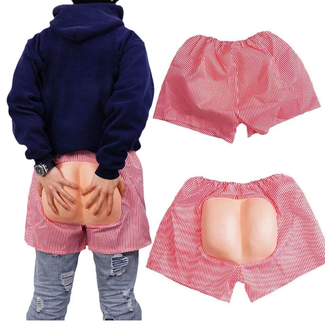 Funny Trick Open Butt Shorts Beach Pants Prank Ridiculous Toys※ Costume Gag R7Y8