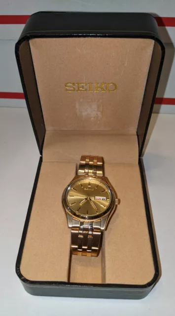 SEIKO MEN'S SGF526 Dress Gold Tone Stainless Steel Day & Date Quartz Watch  $ - PicClick