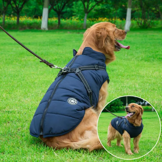 Pet Dog Puppy Cotton Padded Vest Winter Warm Waterproof Jacket with Harness AU