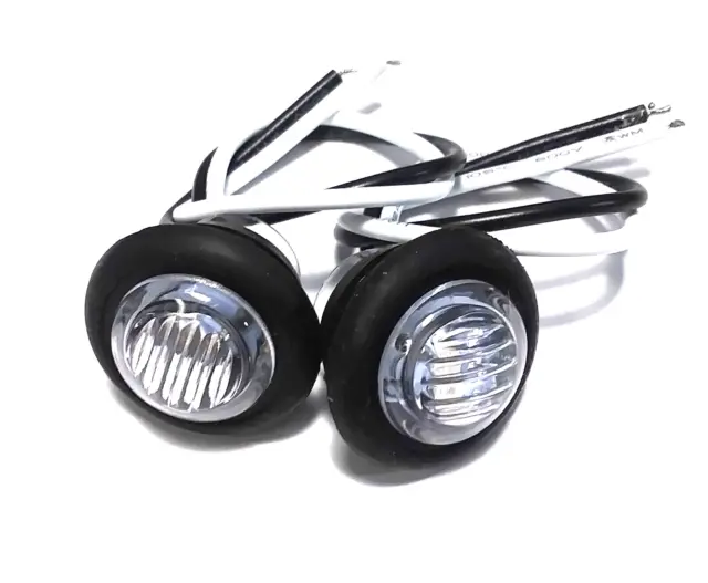 2 Super Bright 12 volt Waterproof Clear Lens Blue LED Push-In RV Courtesy Lights