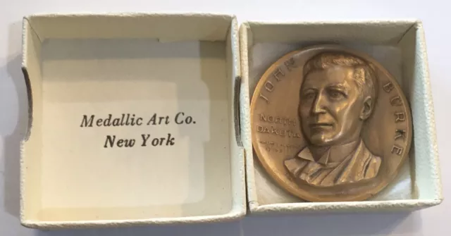 Medallic Art Co Statehood North Dakota Governor John Burke Coin Medal