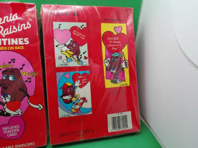 California Raisins Valentines lot 76 total NOS 1988 never opened 2 boxes 3