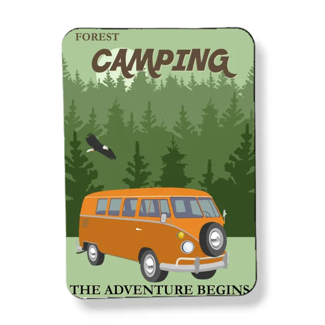 Vintage Forest Camping Travel Poster Magnet Sublimated 3"x4" Retro Gift