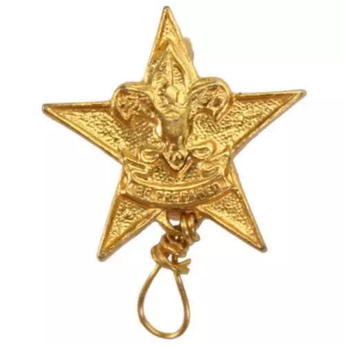 Vintage Boy Scout Pin Knot Award Wire Rope Star Design Brass