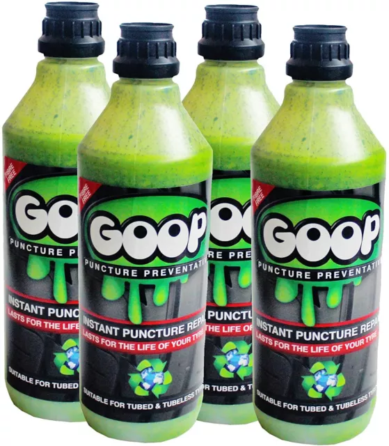 Goop Tyre Sealant / Puncture Prevention 4 x 1 Litre Bottles / Made in UK