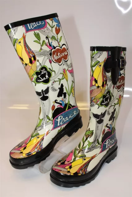 Sakroots NEW Womens 7 Peace Print Rubber Wellies Rain Boots Sakroots NEW Womens 7 Peace Print Rubber Wellies Rain Boots