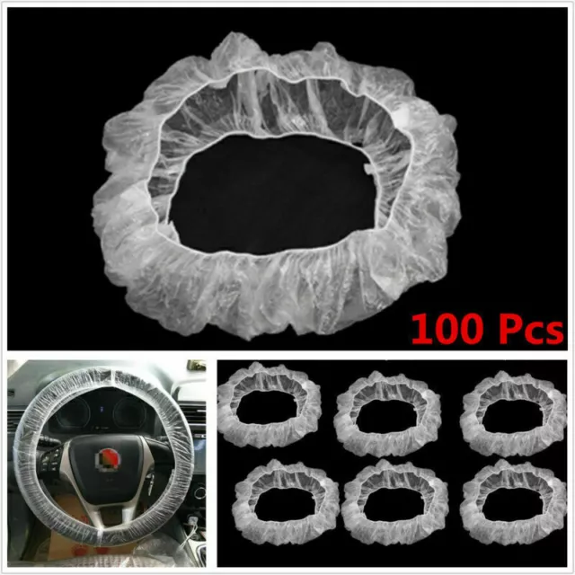 100-tlg Universal Kunststoff Einweg Lenkradbezug Auto KFZ Lenkrad Abdeckung 38cm