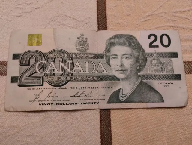 1991 - Canadian 20$ Twenty Dollar Banknote, Bank Of Canada
