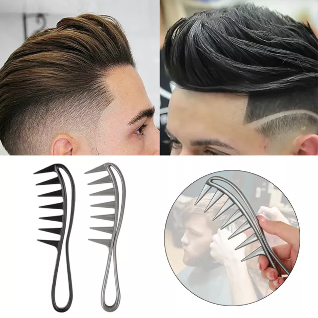 Herren Breite Zähne Kamm Salon Friseur Styling Kamm Öl Haar Pinsel Werkzeug @ ☀