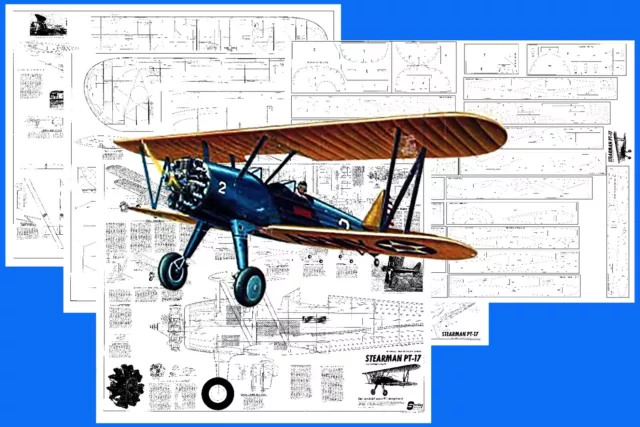 STERLING MODEL AIRPLANE Plans (RC): Stearman PT-17 for .56-.65 (w ...