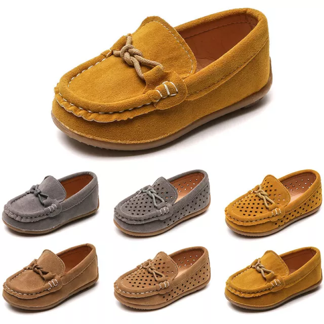 Boys Walking Lightweight Slip On Slippers Party Hollow Out Loafers Suede Upper