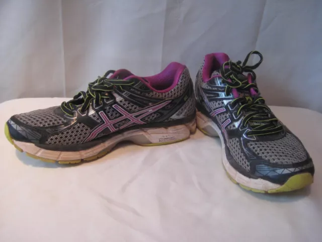 Womens ASICS T3P8N IGS GT-2000 Gray Black Purple Running Sneakers Size 7.5