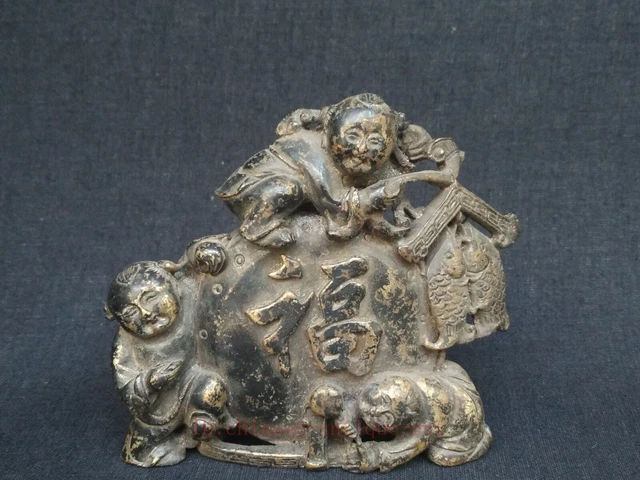 Collected Rare Ancient China Bronze Carving Riches Honour Lad Statue Decoration
