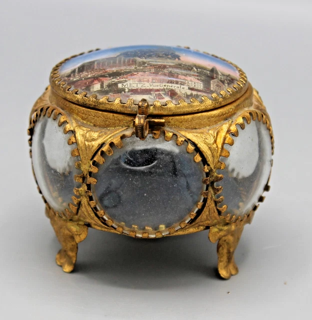 Coffret à bijoux Napoléon III verre biseauté et laiton palais de Fontainebleau - Antiquités