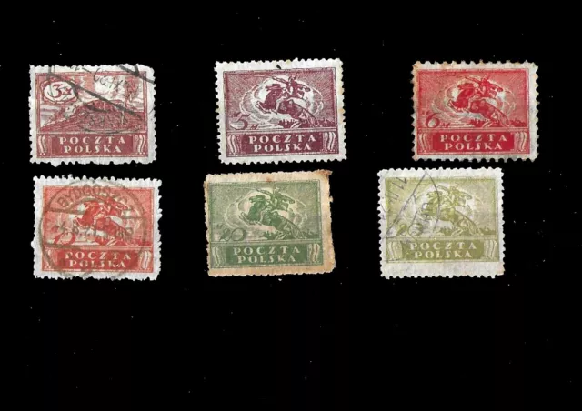 Timbres Pologne 1920 N°213-217 Oblit
