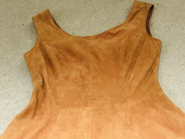 Vintage 60s 70s Faux Suede Leather Tan Orange GoGo Mod Scooter Retro Dress 10 2