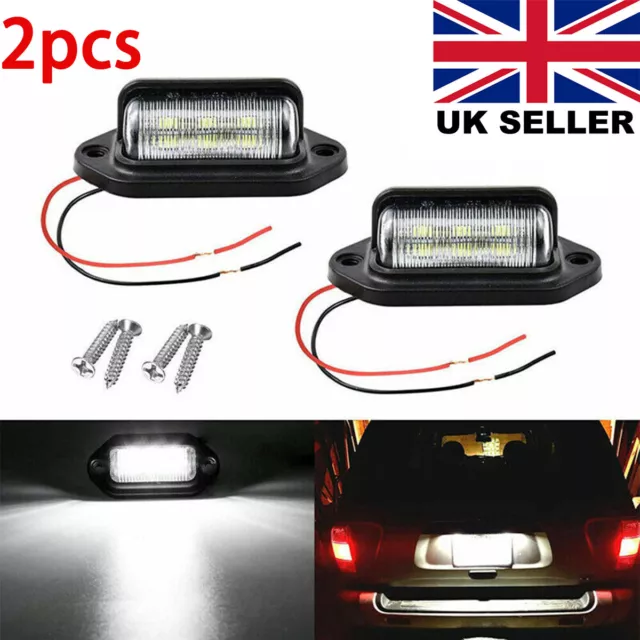 2Pcs License Number Plate Light Lamps 6 LED 12V for CAR Truck SUV Trailer Lorry