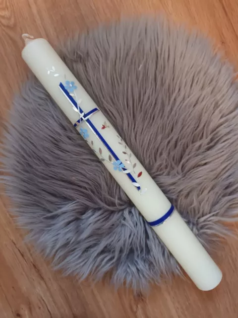 Kommunionkerze, Taufkerze  junge blau Kreuz