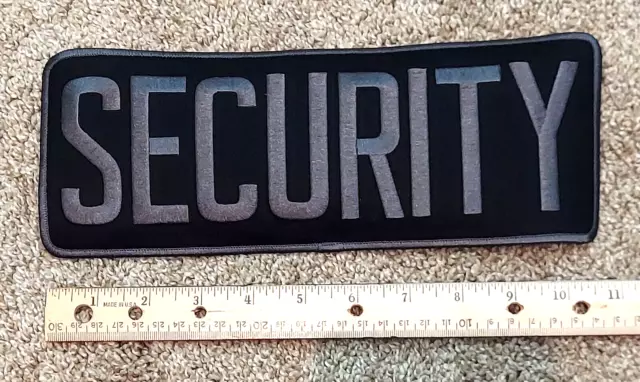 Large Security Back Patch Badge Emblem 11X4 Grey/black, Iron-on, NEW