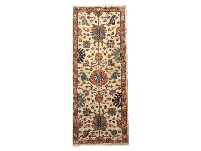 Alfombra de corredor tribal floral hecha a mano - alfombra de corredor de pasillo - 2'4 x 6'4