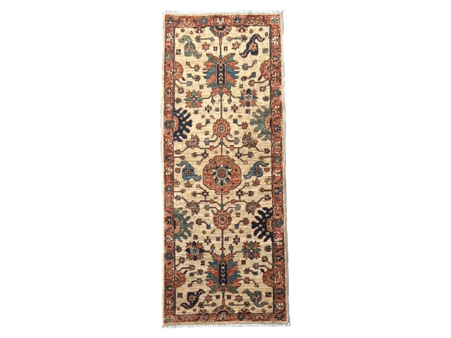 Alfombra de corredor tribal floral hecha a mano - alfombra de corredor de pasillo - 2'4 x 6'4
