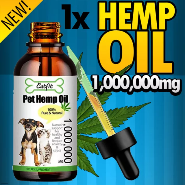 HEMP OIL for Dogs Cats Pet Anxiety Calm Arthritis Pain Relief 10ml High Strength