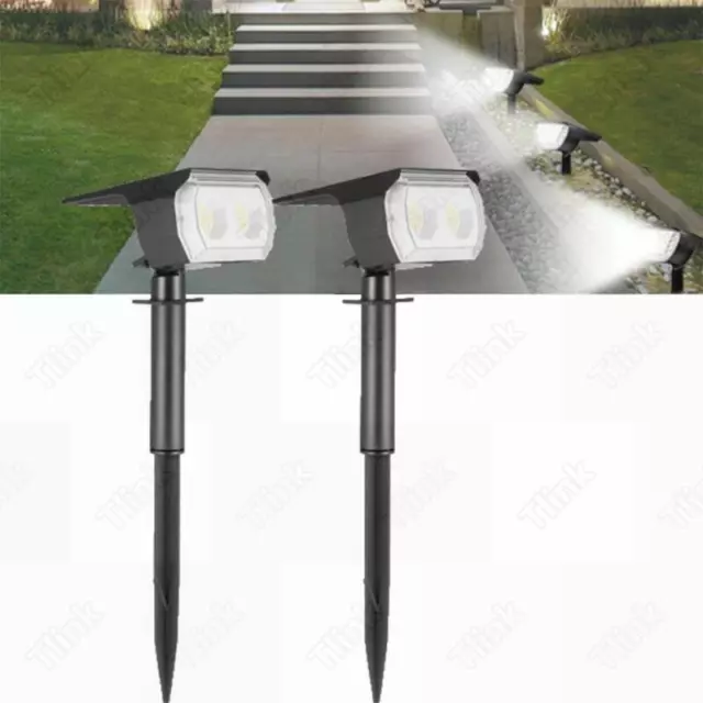 2X LED Solarleuchte Strahler Solarstrahler Beleuchtung Gartenlampe Spot IP65 HOT