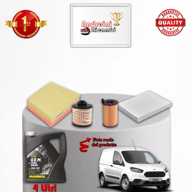 Kit Tagliando 4 Filtri + 4 Litri 5W30 Ford Transit Courier 1.5 Tdci 55Kw 2014 ->