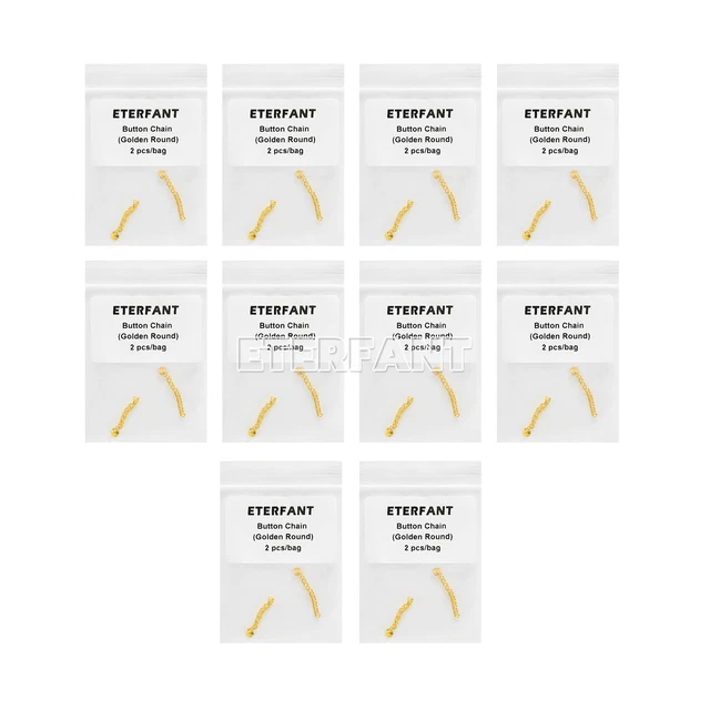 20XETERFANT Dental Ortho Lingual Button Chains W/ Mesh Round Base Gold 2Pcs/Pack