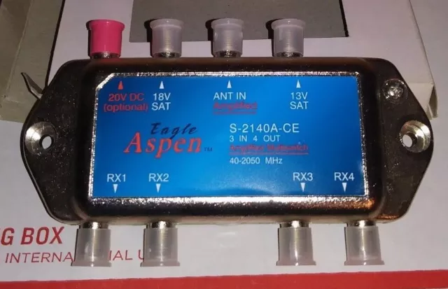 EAGLE ASPEN S-2140A-CE 3 IN 4 OUT AMPLIFIED MULTISWITCH 40-2050 MHz 2140 G-16