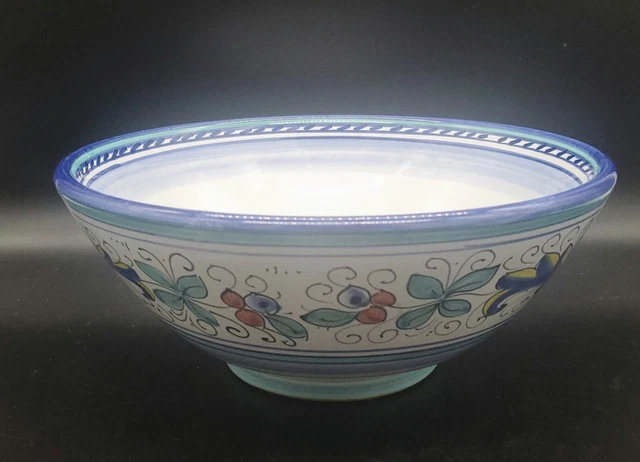 Vintage Ceramica Italy Floral Ceramic Pasta Salad Serving Bowl 10.5" Italian