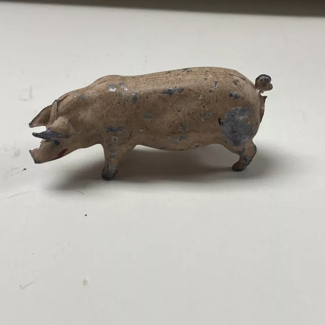 Vintage Farm Barn Animal Cast iron Lead Metal WALKING PIG Figure Made In FRANCE