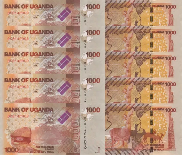 LOT, Uganda 1000 Shillings (2017) p49-New x 5 PCS UNC