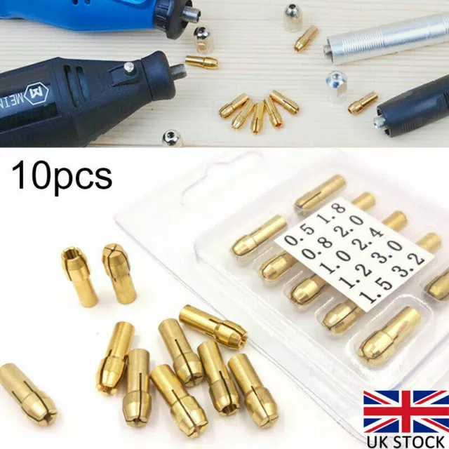 10 X  Brass Drill Chuck Collet Bit For Dremel Rotary Adapter 4.8mm di 0.5-3.2mm