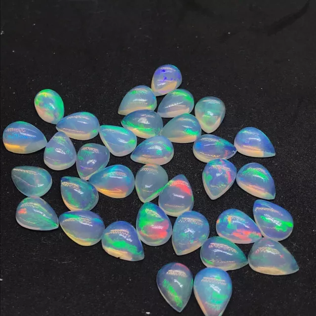 Opal pear cabochon Éthiopien fire Naturel Welo Poire lot 9x7MM