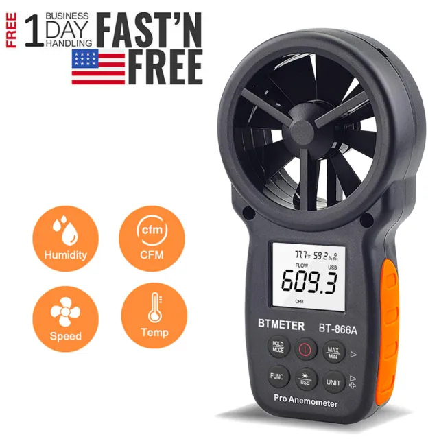 Anemometer Digital Wind Speed Meter Gauge  Measure Air Flow Humidity Backlight