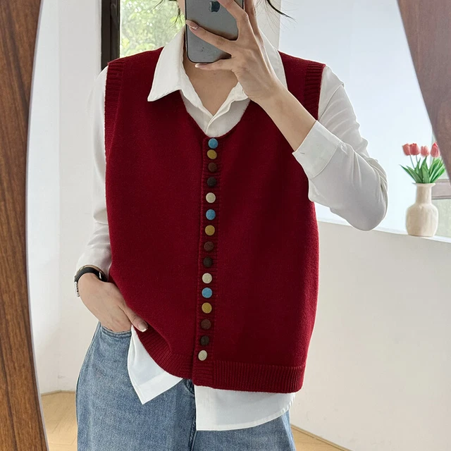 Gilet Maglione Uomo Senza Maniche | Panciotto In Lana Con Scollo A V Per Autunno/Inverno - Foto 4