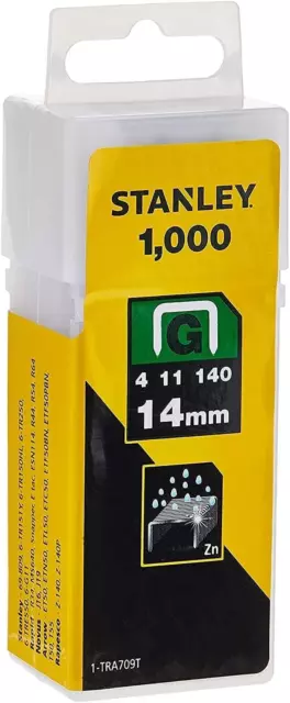 Stanley 1-TRA709T 14Mm Heavy-Duty Staple (1000 Pieces), Yellow