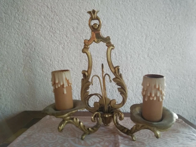 1 APPLIQUE ancienne bougeoir 2 feux - BRONZE doré - éléctrifié - style Louis XV