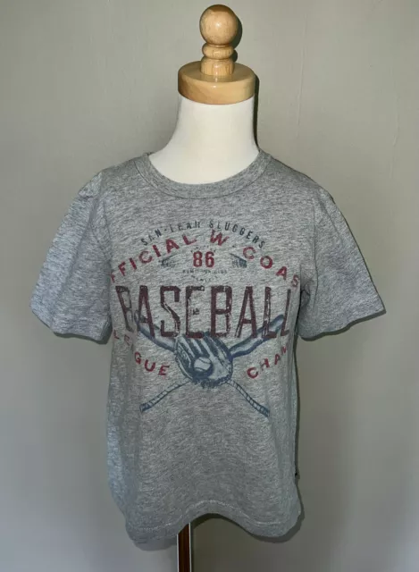 Gap Kids "San Fran Sluggers" Gray Blue Red Baseball T-shirt Boys XS (4-6)