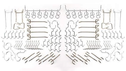 100pc 1" x 1/8" Pegboard Hook Assortment Set Shelve Hanger Garage Storage Shop
