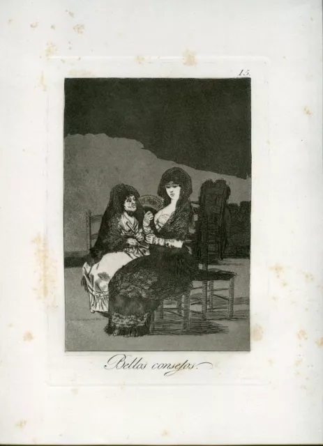 Bellos consejos, grabado nº 15 original de Goya 5ª edición (1881-1886).