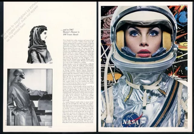1967 astronaut Jean Shrimpton Richard Avedon photo Harper's Bazar vtg print ad