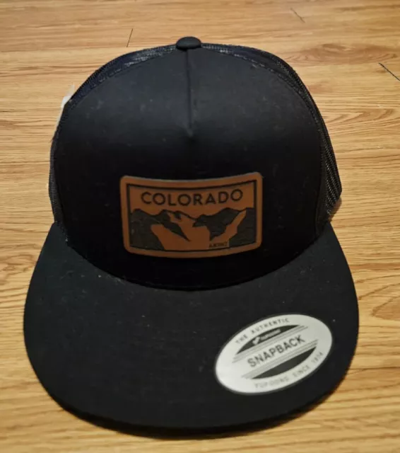 Yupoong The Classics Snapback Hat Mens Black Trucker Cap Colorado Patch NWT